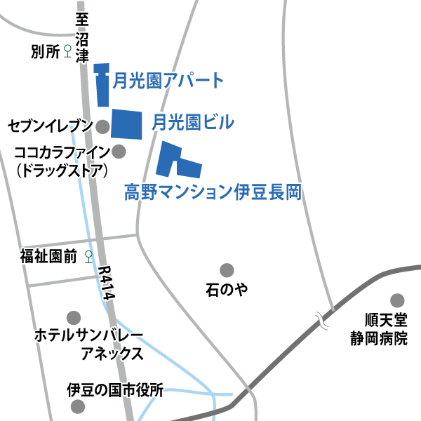 温泉街エリアの地図